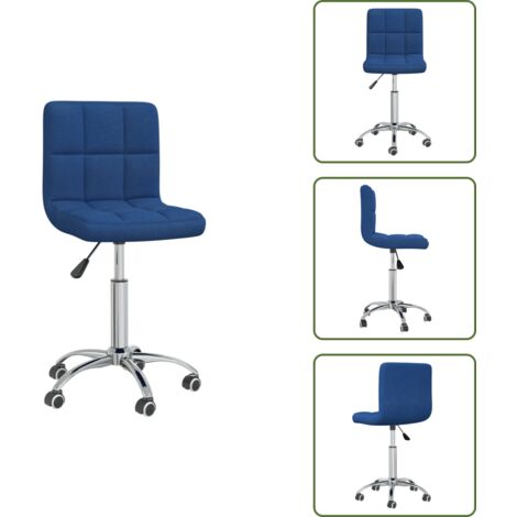 Sedia da pranzo con ruote - vidaXL Sedia da Pranzo Girevole Blu in Tessuto - Sedia da pranzo a 360 gradi