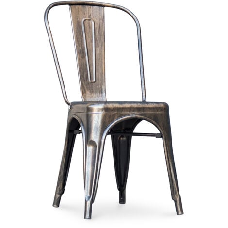 Sedia da pranzo - Design industriale - Acciaio - Nuova edizione - Stylix Bronze metallizzato