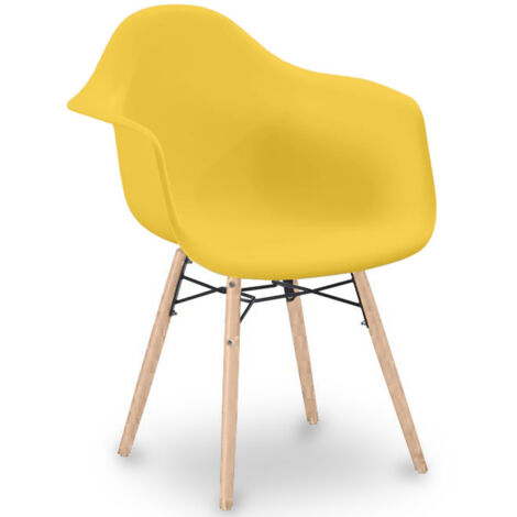 Sedia da Pranzo Design Scandinavo - Gambe in Legno - Nordika Giallo