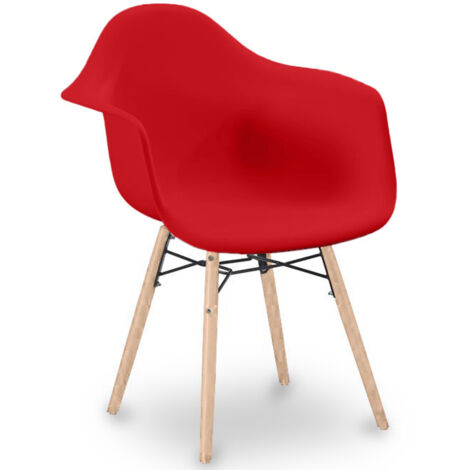 Sedia da Pranzo Design Scandinavo - Gambe in Legno - Nordika Rosso