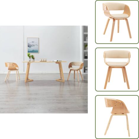 Sedia da pranzo elegante - vidaXL Sedia da Pranzo in Legno Piegato e Similpelle Crema -