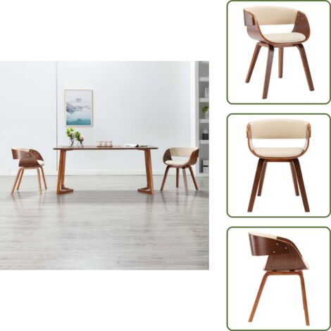 Sedia da pranzo elegante - vidaXL Sedia da Pranzo in Legno Piegato e Similpelle Crema -