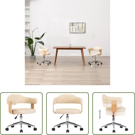 Sedia da pranzo ergonomica -  Sedia da Pranzo Girevole Crema in Legno Curvato e Similpelle
