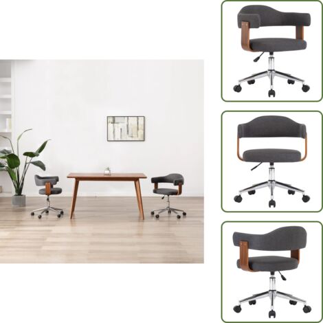 Sedia da pranzo ergonomica - vidaXL Sedia da Pranzo Girevole Grigia Legno Ricurvo e Tessuto - Sedia da pranzo regolabile
