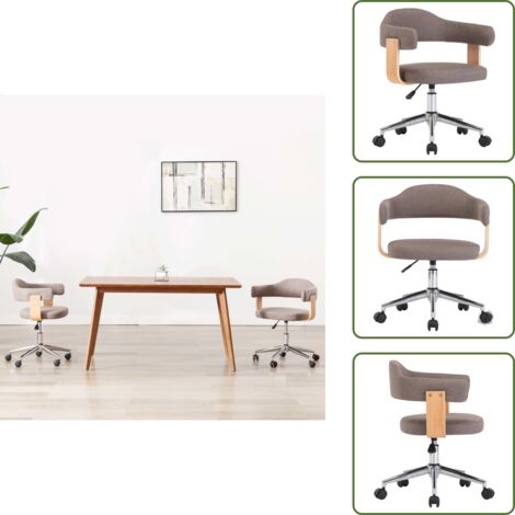 Sedia da pranzo ergonomica - vidaXL Sedia da Pranzo Girevole Grigio Talpa Legno Ricurvo e Tessuto -