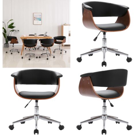 Sedia da Pranzo Girevole Nera in Legno Piegato e Similpelle - Sedia da pranzo in legno - Sedia da pranzo ergonomica
