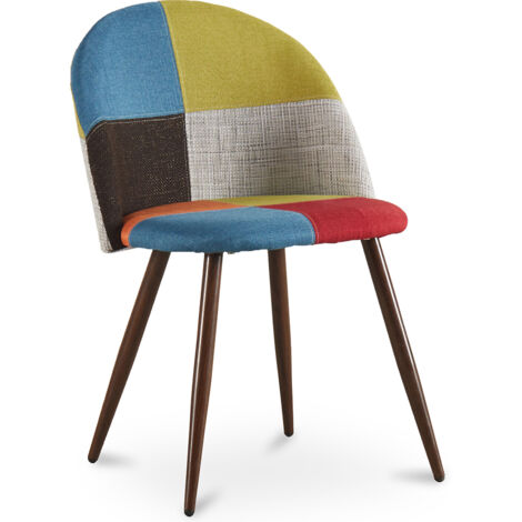 Sedia da pranzo imbottita in patchwork - Stile scandinavo - Simona Multicolore