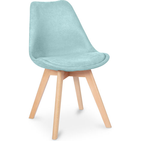 Sedia da pranzo imbottita in tessuto - Stile scandinavo - Denisse Pastel blue