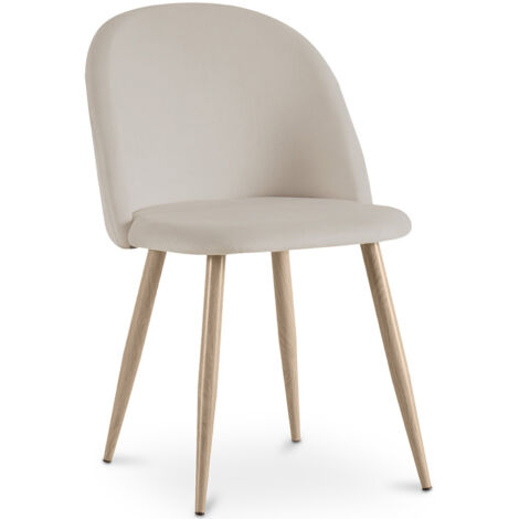 Sedia da pranzo - imbottita in velluto - Stile scandinavo - Evelyne Beige