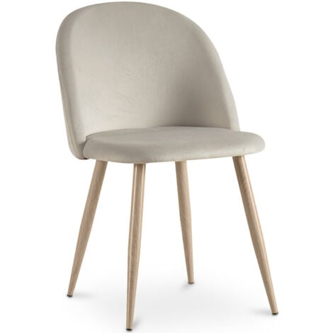 Sedia da pranzo - imbottita in velluto - Stile scandinavo - Evelyne Grigio chiaro