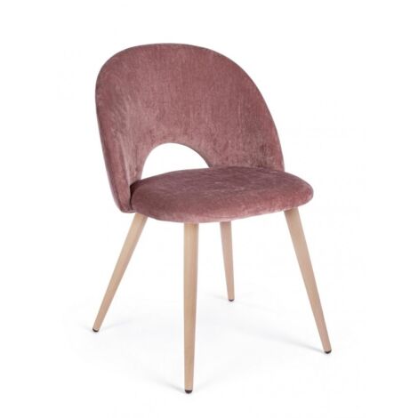 Sedia da Pranzo in Fibra Sintetica, Velluto Rosa