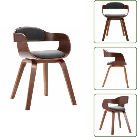 Sedia da pranzo in legno curvato - vidaXL Sedia da Pranzo Grigio Scuro in Legno Piegato e Tessuto - Sedia da pranzo decorativa