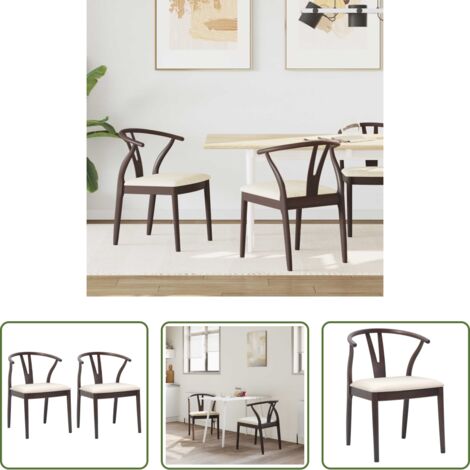 Sedia da pranzo in legno di gomma -  Sedia da pranzo 2 pcs Marrone chiaro e chiaro