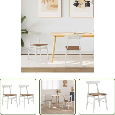 Sedia da pranzo in legno -  Sedia da pranzo 2 pcs Bianco e Naturale 43 x 44,5 x 77 cm