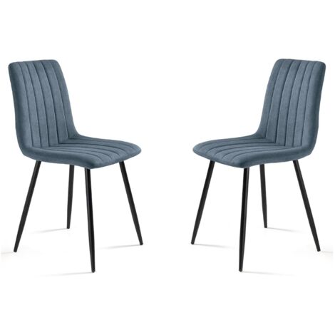 Sedia da pranzo in tessuto Blu gambe metallo nere - KOLE 2 sedie