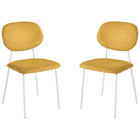 Sedia da pranzo in tessuto Giallo gambe metallo Bianco - ELLIS 2 sedie