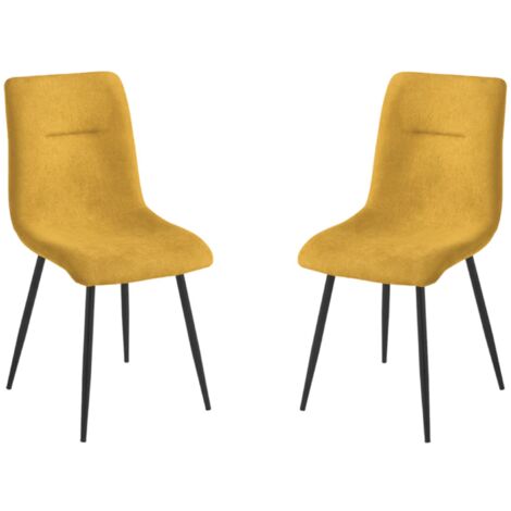 Sedia da pranzo in tessuto Giallo gambe metallo Nero - MANDY 2 sedie