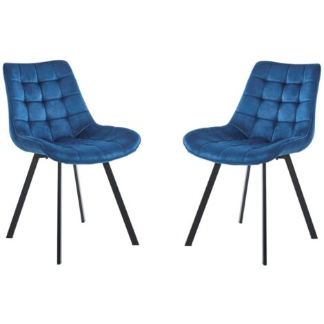Sedia da pranzo in velluto Blu e gambe metallo nero - Roma 2 sedie