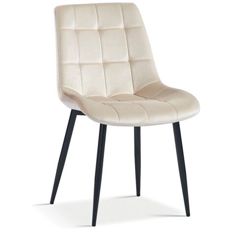 Sedia da pranzo in velluto con gambe in metallo beige KALI