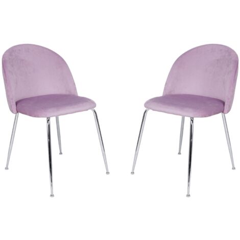 Sedia da pranzo in velluto Glicine con gambe in metallo Cromo - PARIS 2 sedie