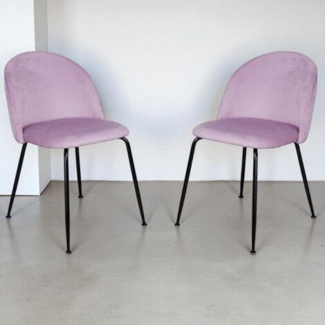 Sedia da pranzo in velluto Glicine con gambe in metallo Nero - PARIS 2 sedie