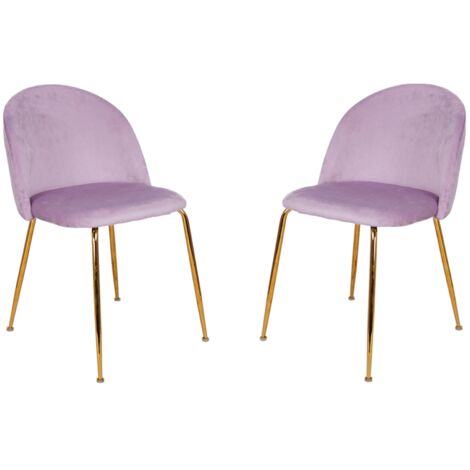 Sedia da pranzo in velluto Glicine con gambe in metallo Oro - PARIS 2 sedie