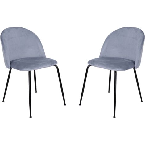 Sedia da pranzo in velluto Grigio Balena con gambe in metallo Nero - PARIS 2 sedie