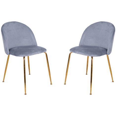 Sedia da pranzo in velluto Grigio Balena con gambe in metallo Oro - PARIS 2 sedie