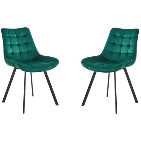 Sedia da pranzo in velluto Verde e gambe metallo nero - Roma 2 sedie
