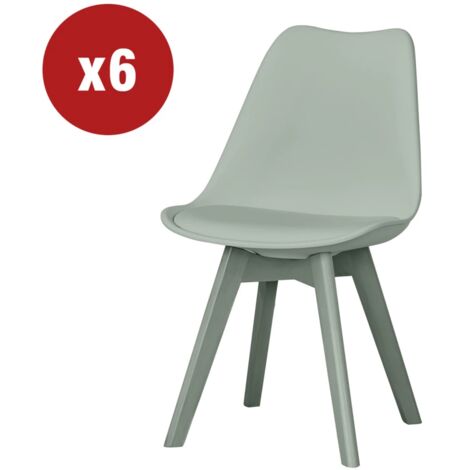 sedia da pranzo "kelly" verde salvia con gambe in legno in tinta 6 pezzi