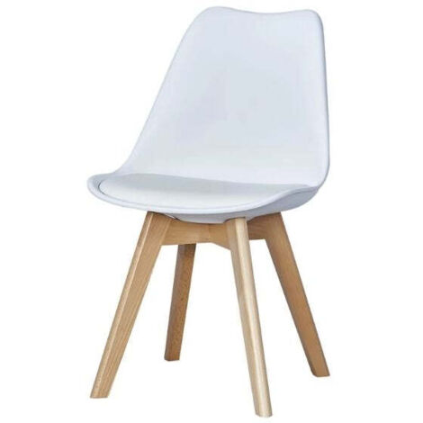 sedia da pranzo "leila" bianco con gambe in legno 6 pezzi