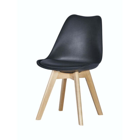 sedia da pranzo "leila" nero con gambe in legno 6 pezzi