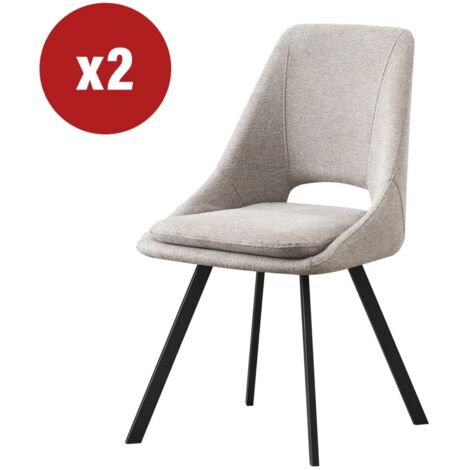 sedia da pranzo "miranda" in tessuto beige 2 pezzi