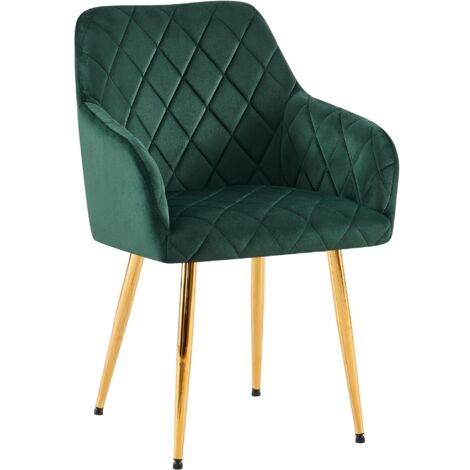 Sedia da pranzo Monett in velluto verde Metallo oro