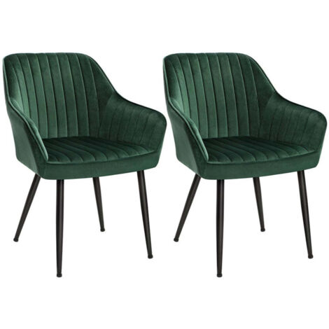 Sedia da pranzo poltrona seduta imbottita con braccioli larghezza seduta 49 cm gambe in metallo rivestimento in velluto portata 110 kg per soggiorno camera da letto verde 120004919