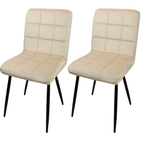 Sedia da pranzo quadrata a nove scomparti Set di due gambe in ferro vellutato Beige