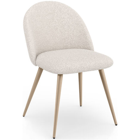 Sedia da pranzo - Rivestita in tessuto bouclé - Design scandinavo - Evelyne Bianco