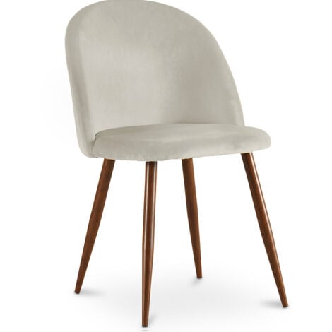 Sedia da pranzo - Rivestita in velluto - Design scandinavo - Evelyne Grigio chiaro