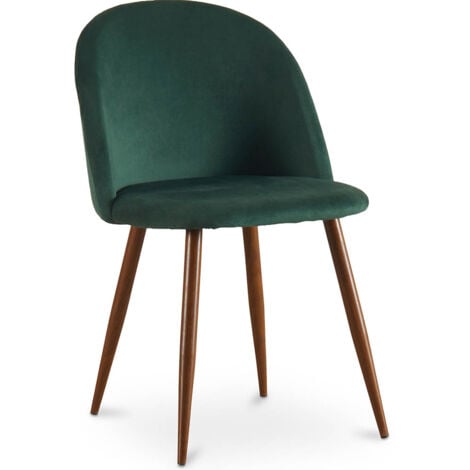 Sedia da pranzo - Rivestita in velluto - Design scandinavo - Evelyne Verde scuro
