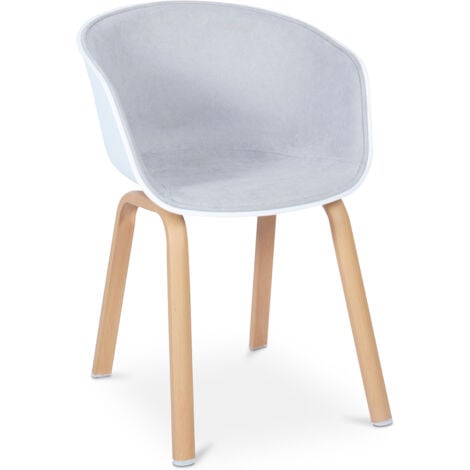 Sedia da pranzo scandinava imbottita con braccioli Grigio chiaro