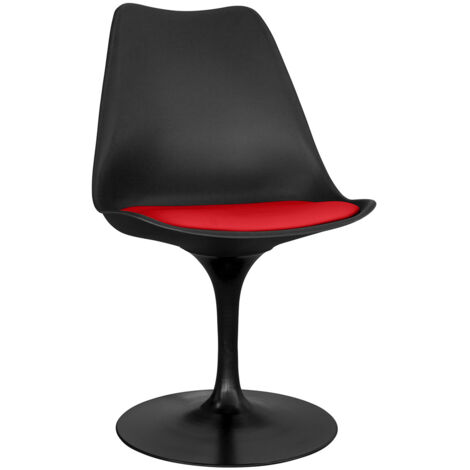 Sedia da pranzo - Sedia girevole nera - Tulip Rosso