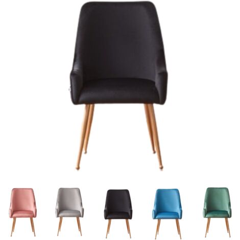 Sedia da pranzo singola in velluto Soho LUX con gambe in metallo - sedia da pranzo - sedia imbottita - sedia da pranzo moderna - nero