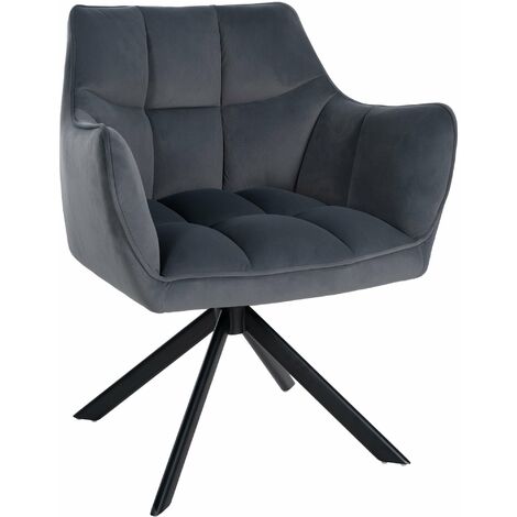 Sedia da pranzo Swing Copertura in velluto grigio scuro nero