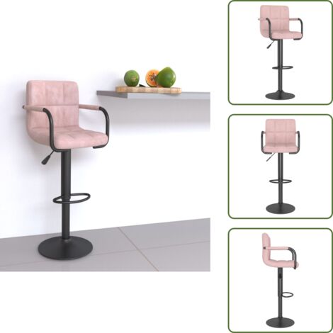 Sedia da pranzo - vidaXL Sgabello da Bar Rosa in Velluto - Sedia girevole