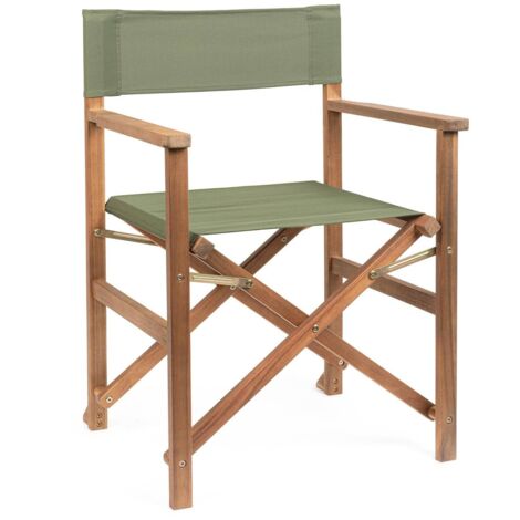 Sedia da Regista Noemi Verde Muschio in Legno di Acacia, Acciaio e Poliestere 52x59x83h cm