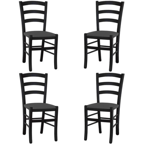 Sedia da sala da pranzo legno venezia nero sedile imbottito grigio antracite x 4