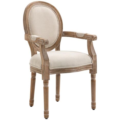 SEDIA DA SALOTTO STILE CLASSICO IMBOTTITA CON RIVESTIMENTO IN TESSUTO. 56X56X96CM. BIANCO CREMA