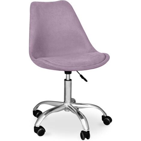 PRIVATEFLOOR Sedia da Scrivania con Ruote Imbottita - Tulip Viola - Acciaio, Tessuto, Nylon