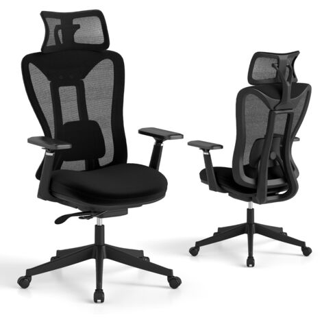 Sedia da scrivania per lavoro girevole regolabile con supporto lombare regolabile, Sedia ergonomica da ufficio in rete Nero