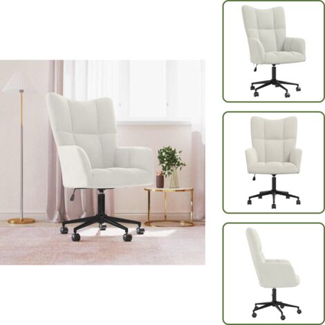 Sedia da Soggiorno - vidaXL Sedia Relax Bianco Crema Velluto - Poltrona in Velluto